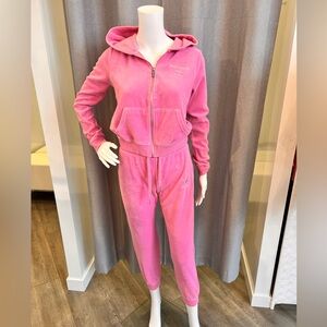 Juicy Couture Pink Velour Hoodie Set - size small - Forever 21